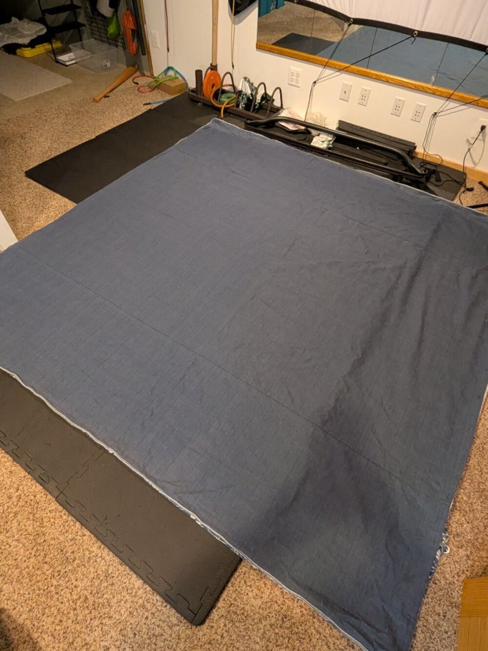 Eastern Accents Queen Duvet Cover, Blue Block Print - Picture 5 of 5